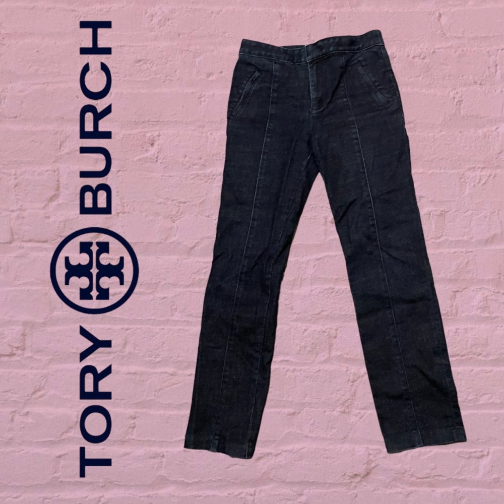 Tory Burch Straight Leg‎ Denim Trousers, Dark Blue, 25